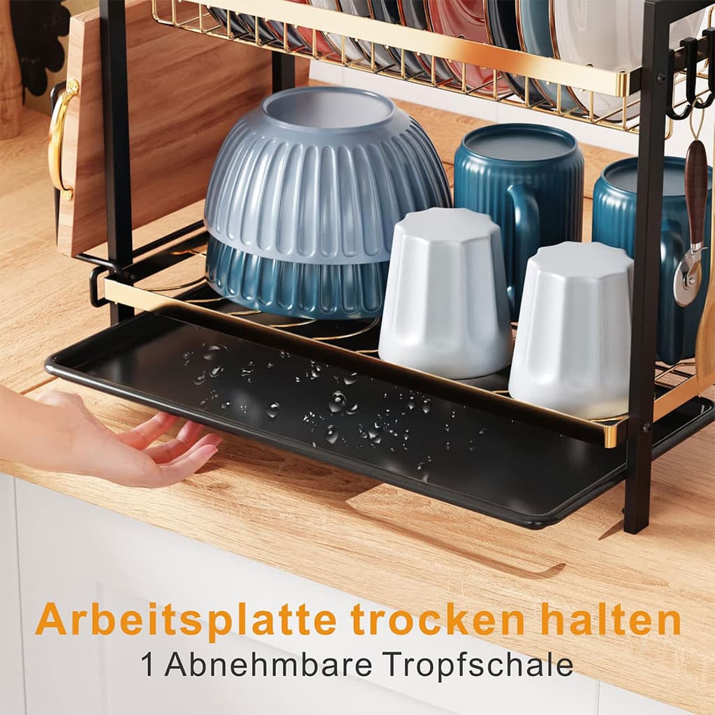 Égouttoir à Vaisselle 2 Niveaux Gold pour Comptoir de Cuisine – حامل أواني ذهبي - Cuisine - صورة 4