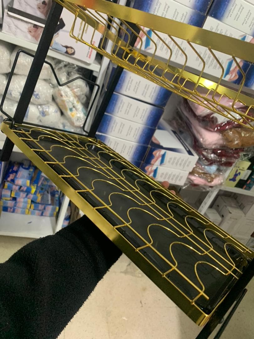 Égouttoir à Vaisselle 2 Niveaux Gold pour Comptoir de Cuisine – حامل أواني ذهبي - Cuisine - صورة حقيقية 8
