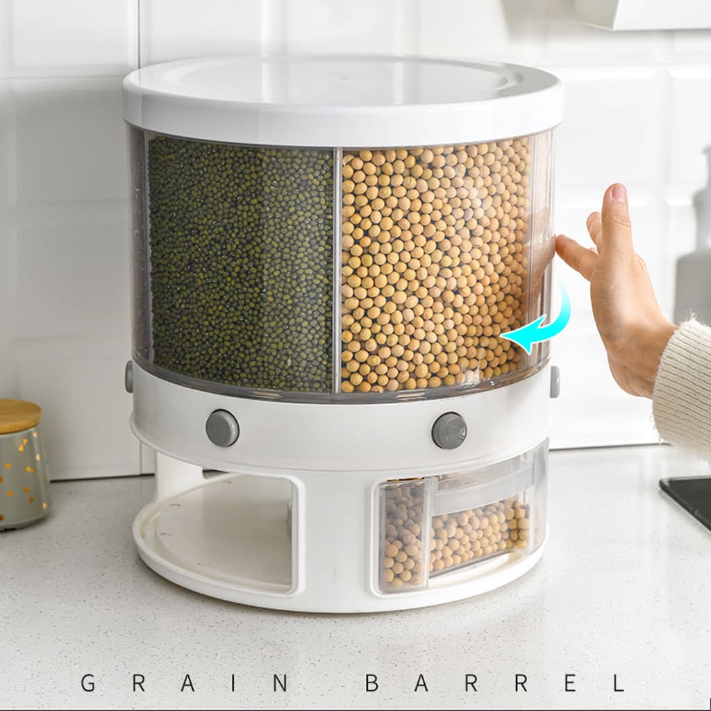Distributeur de nourriture e récipient de stockage de céréales rotatif – حامل حبوب قابل للدوران - Cuisine - صورة 3