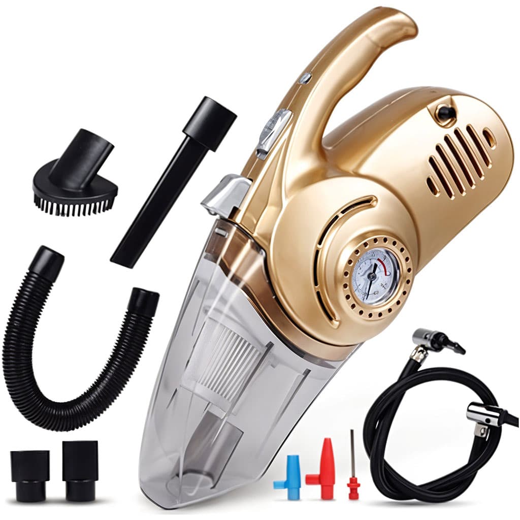 Aspirateur Portable 4 en 1 pour Voiture avec Gonfleur de Pneu Numérique – مكنسة كهربائية وجهاز نفخ العجلات - Accessoires Auto/Moto - صورة 1