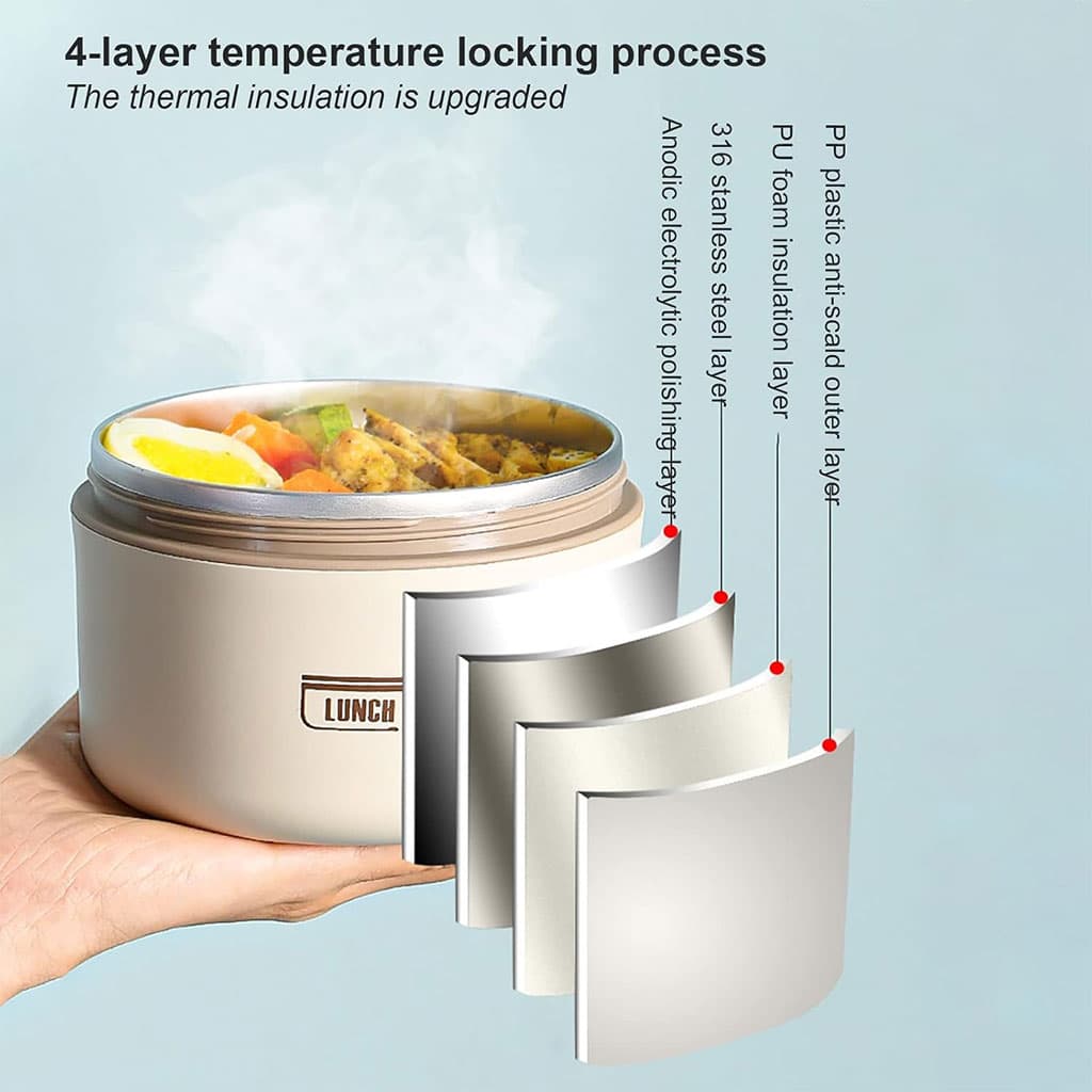 Lunch Box 4 étage avec Sac Isotherme Isolant – حافظة طعام حرارية 4 طبقات قابلة للاستخدام في الميكروويف - Cuisine - صورة 5