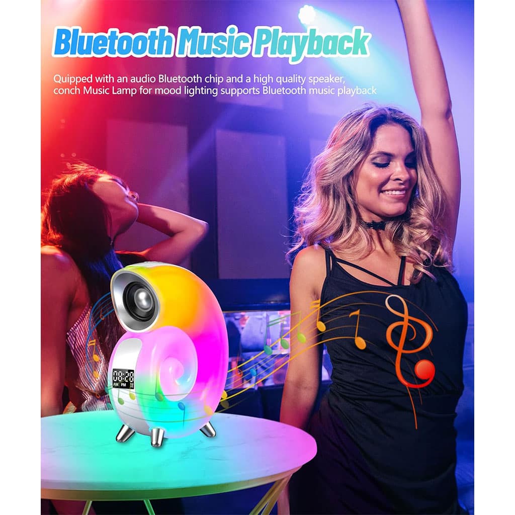 Lampe de Table avec Haut-parleur Bluetooth RGB – مكبر صوت ومنبه على شكل محارة - Électronique - صورة 4