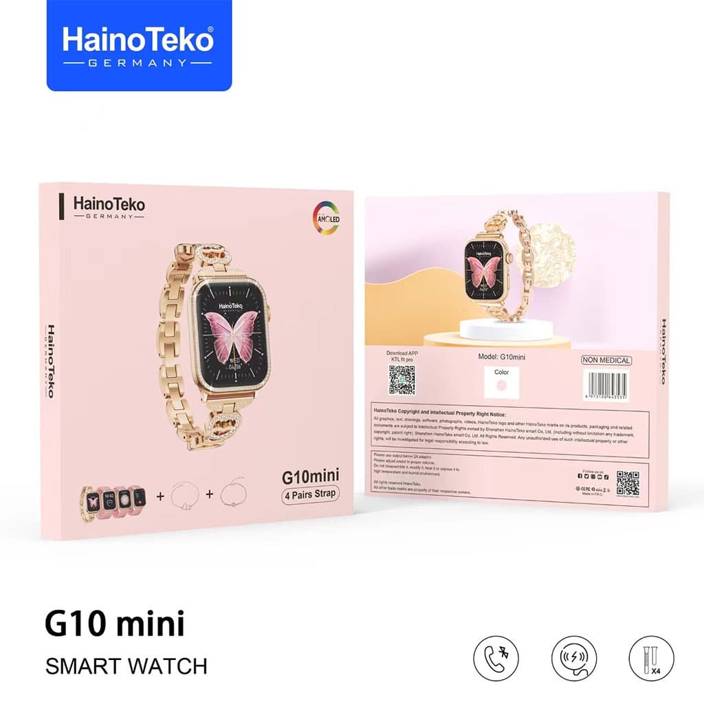 Haino Teko Germany G10 Mini Amoled Display 4 paires de bracelets – ساعة ذكية للنساء - Électronique - صورة 5