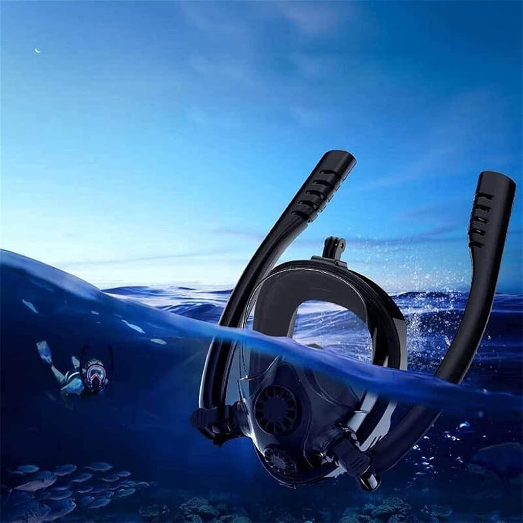 Masque de Plongée Intégral 180 ° Grande vue Anti-buée avec Double Tubes- قناع غوص إحترافي - Vacance & Loisir - صورة 3