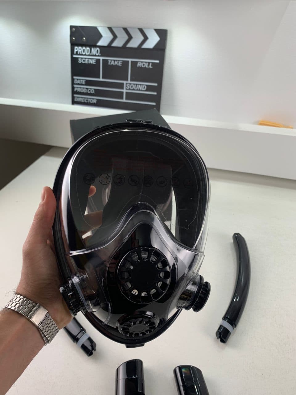Masque de Plongée Intégral 180 ° Grande vue Anti-buée avec Double Tubes- قناع غوص إحترافي - Vacance & Loisir - صورة حقيقية 7