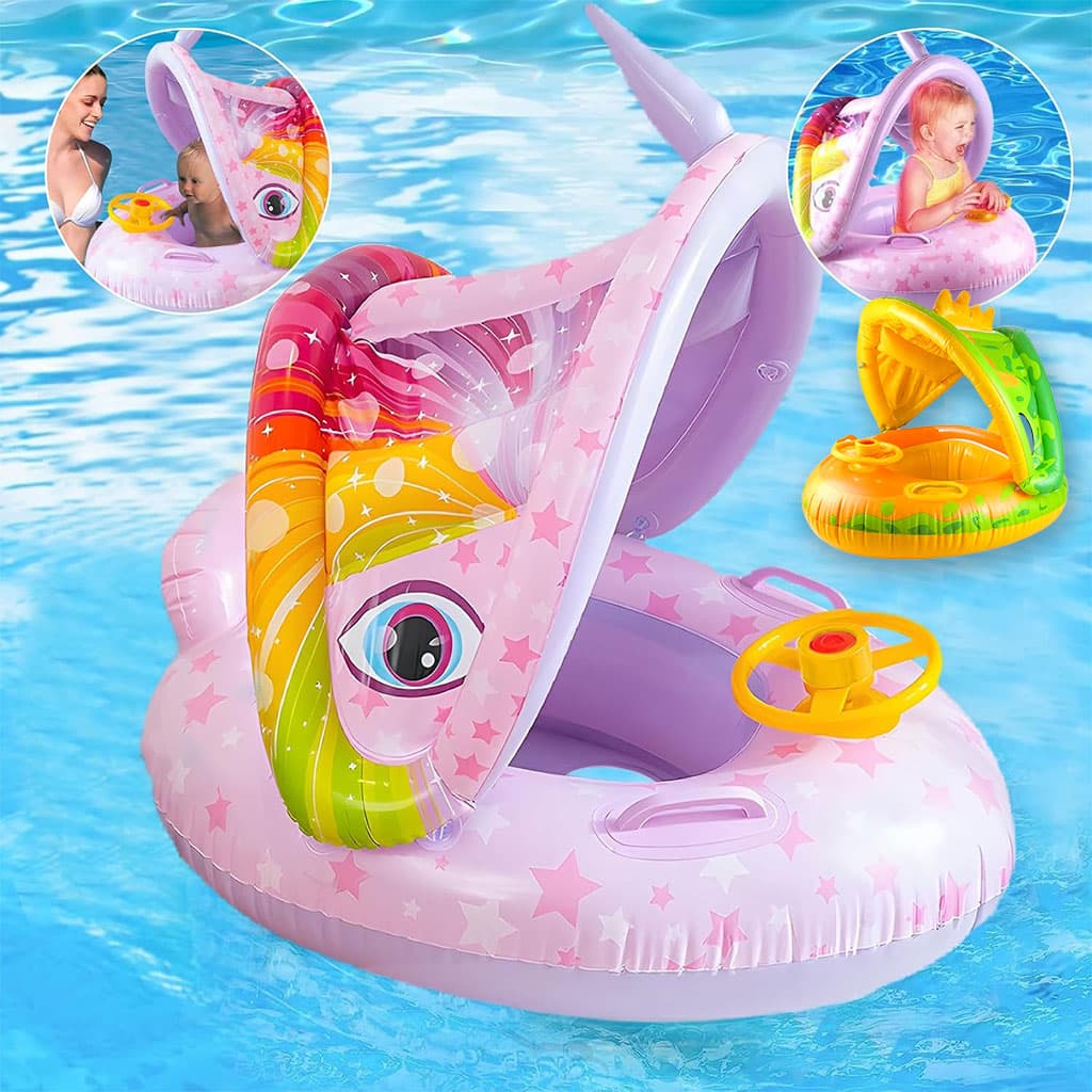 Bouée de natation gonflable pour bébé avec toit et Claxone – عوامة أطفال مع مظلة - Vacance & Loisir - صورة 1