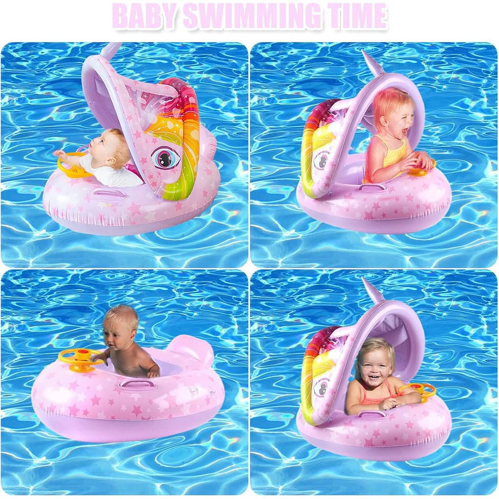 Bouée de natation gonflable pour bébé avec toit et Claxone – عوامة أطفال مع مظلة - Vacance & Loisir - صورة 6