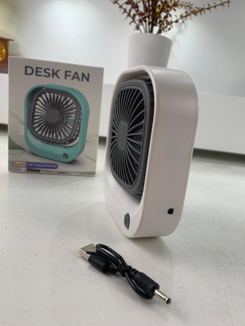 Mini ventilateur carré rechargeable par USB – مروحة مكتب قابلة للشحن - Électronique - صورة حقيقية 8
