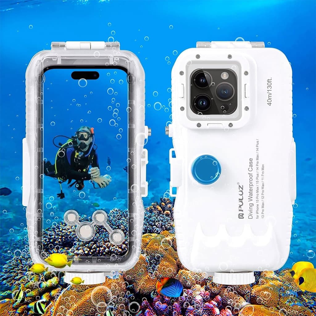 Étui de plongée étanche PULUZ 40m pour iPhone 16/15/14/13/12/11 Pro Max - حافظة هاتف إحترافية تحت الماء - Vacance & Loisir - صورة 1