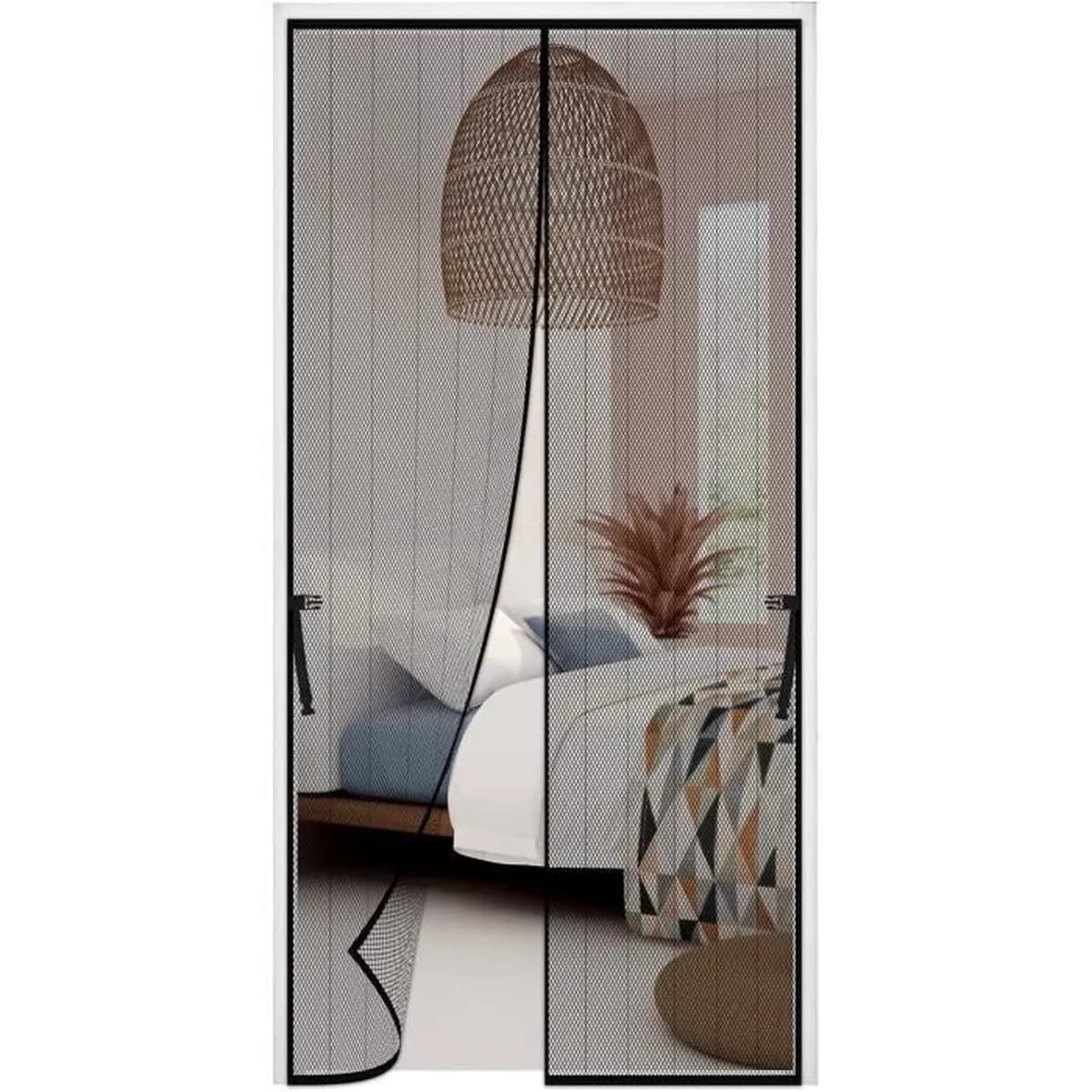 Moustiquaire rideau pour porte avec fermeture magnétique 100x210cm - Maison - صورة 8