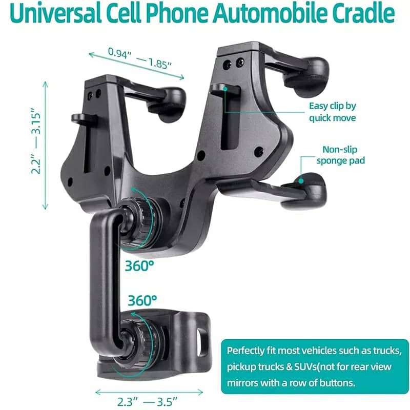 Support smartphone réglable pour rétroviseur de voiture 360 degrés - Accessoires Auto/Moto - صورة 6