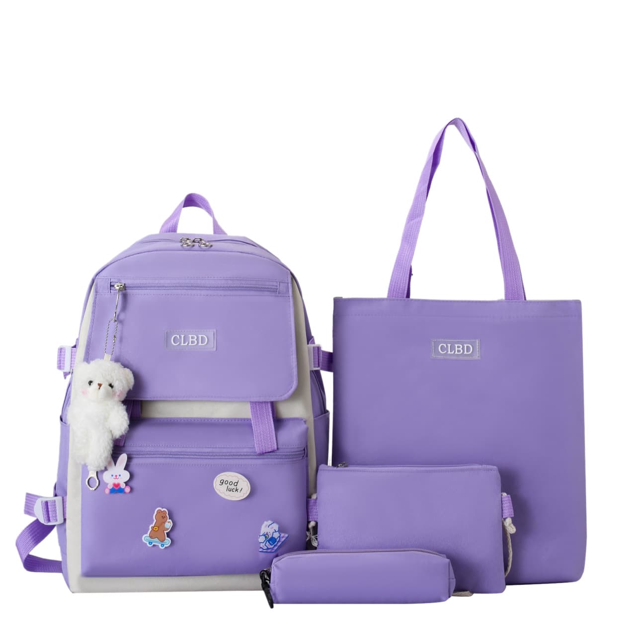 Ensemble de sacs d’école Kawai pour adolescents 4Pcs CLBD V1 Mauve – محفظة 4 قطع كاواي بنفسجي - Sac à dos et Mode - صورة 2