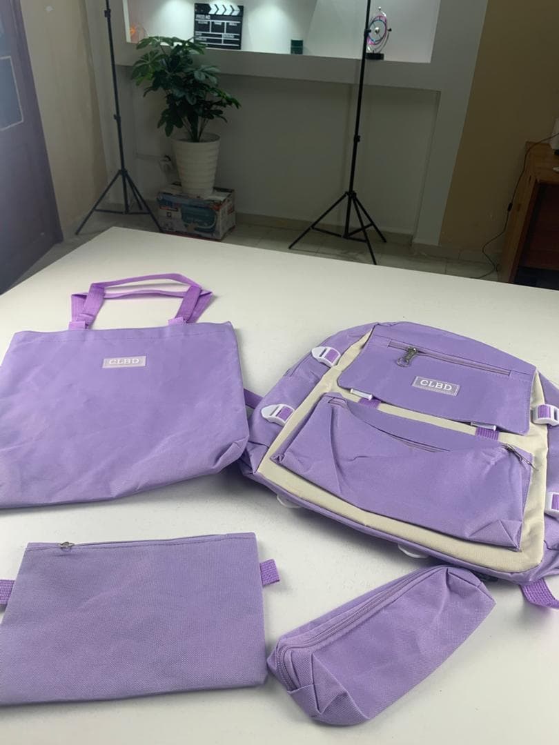 Ensemble de sacs d’école Kawai pour adolescents 4Pcs CLBD V1 Mauve – محفظة 4 قطع كاواي بنفسجي - Sac à dos et Mode - صورة حقيقية 4