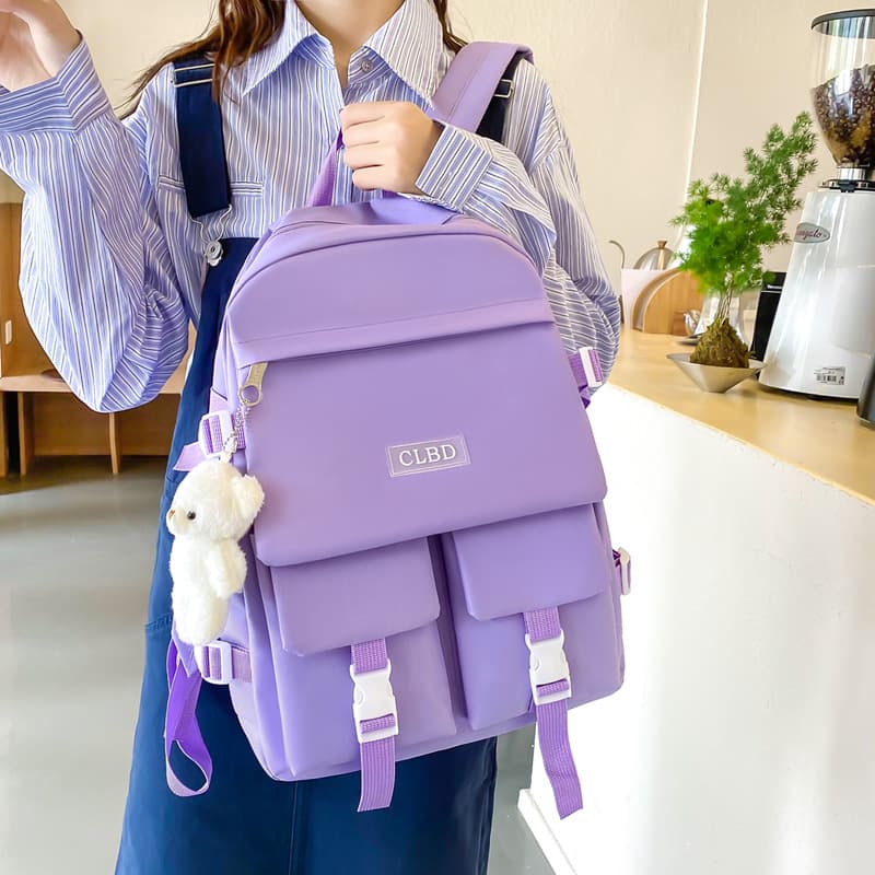Ensemble de sacs d’école Kawai pour adolescents 5Pcs CLBD V2 Mauve – محفظة 5 قطع كاواي بنفسجي - Sac à dos et Mode - صورة 3