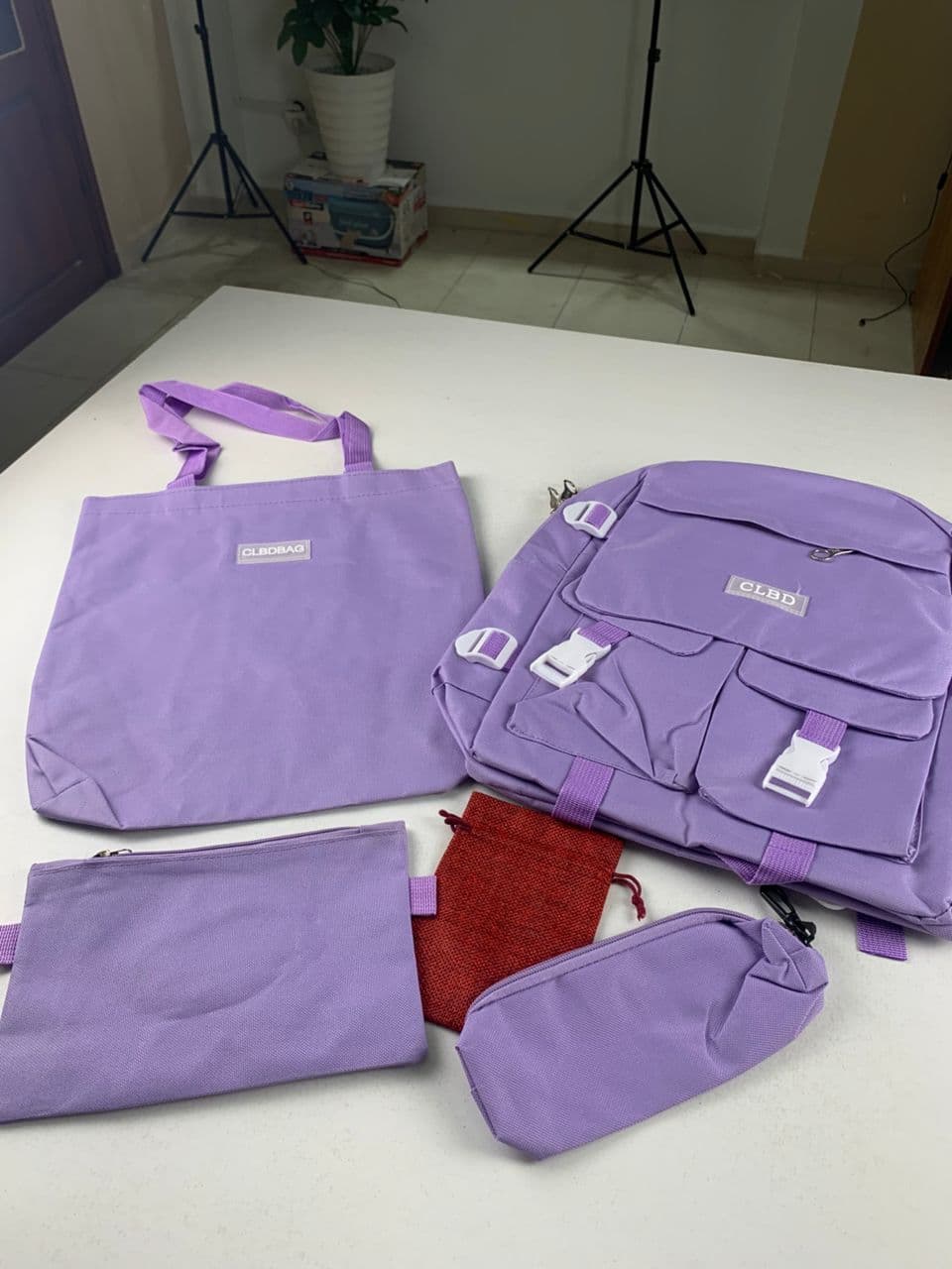 Ensemble de sacs d’école Kawai pour adolescents 5Pcs CLBD V2 Mauve – محفظة 5 قطع كاواي بنفسجي - Sac à dos et Mode - صورة حقيقية 4