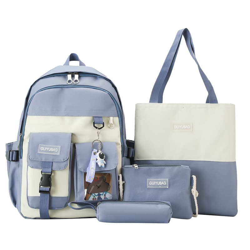 Ensemble de sacs d’école Kawai pour adolescents 4Pcs Guiyu V3 Bleu – محفظة 4 قطع كاواي أزرق - Sac à dos et Mode - صورة 2