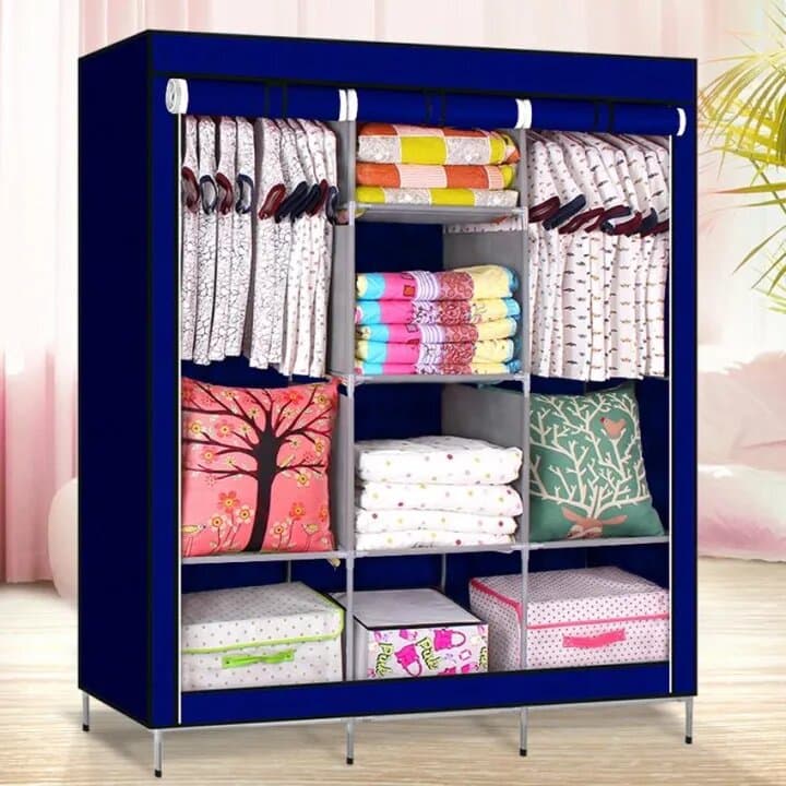 Armoire De Rangement et Penderie 7 Étages Porte Cintres Et Rideau Anti-Poussière - Maison - صورة 3
