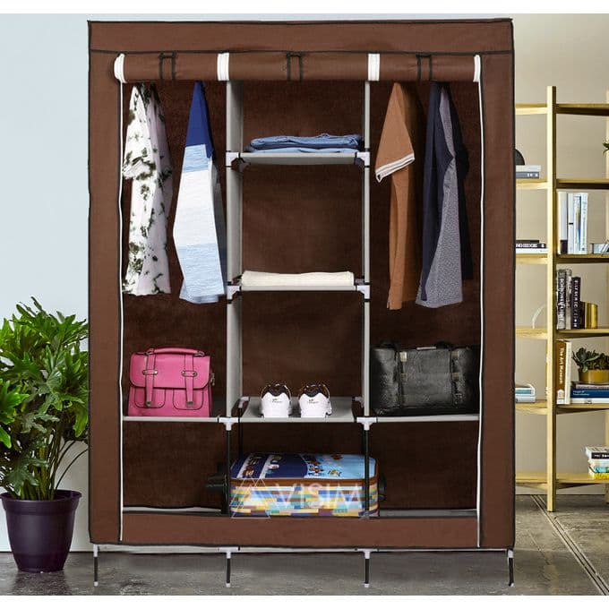 Armoire De Rangement et Penderie 7 Étages Porte Cintres Et Rideau Anti-Poussière - Maison - صورة 4