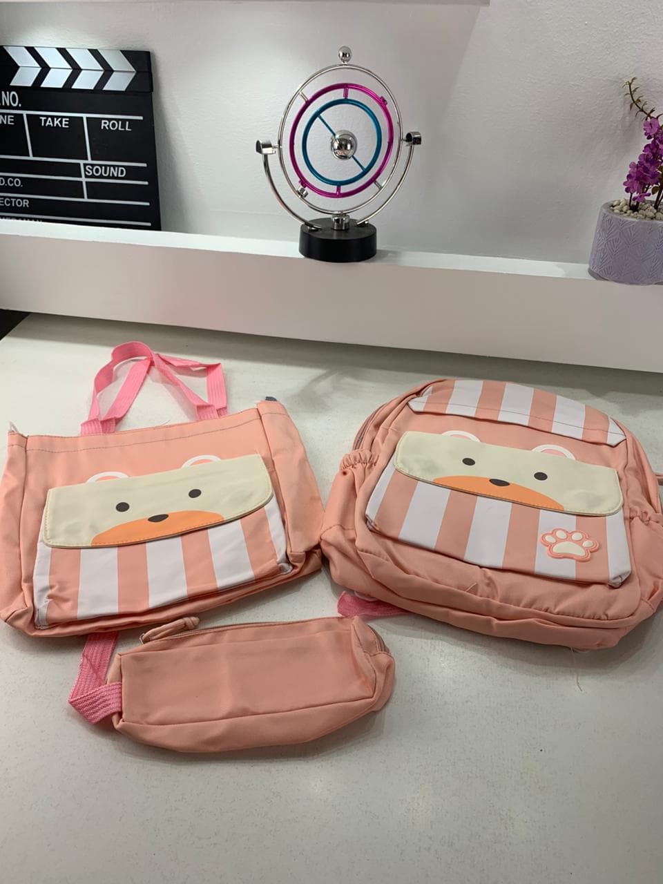 Ensemble de sacs d’école Kawai pour adolescents 3Pcs Ours Rose – محفظة 3 قطع كاواي وردي - Sac à dos et Mode - صورة حقيقية 5