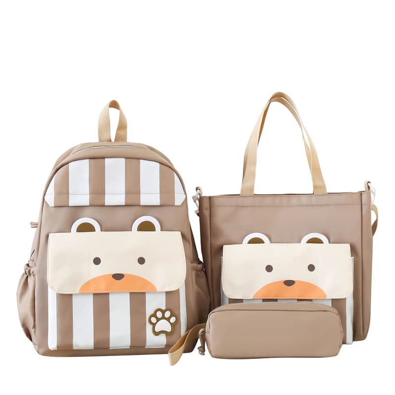 Ensemble de sacs d’école Kawai pour adolescents 3Pcs Ours Beige – محفظة 3 قطع كاواي بيج - Sac à dos et Mode - صورة 3