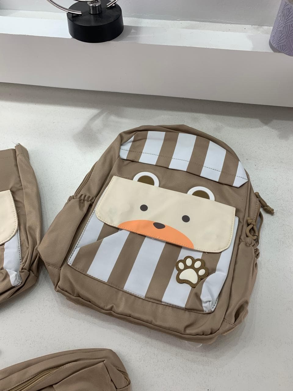 Ensemble de sacs d’école Kawai pour adolescents 3Pcs Ours Beige – محفظة 3 قطع كاواي بيج - Sac à dos et Mode - صورة حقيقية 7
