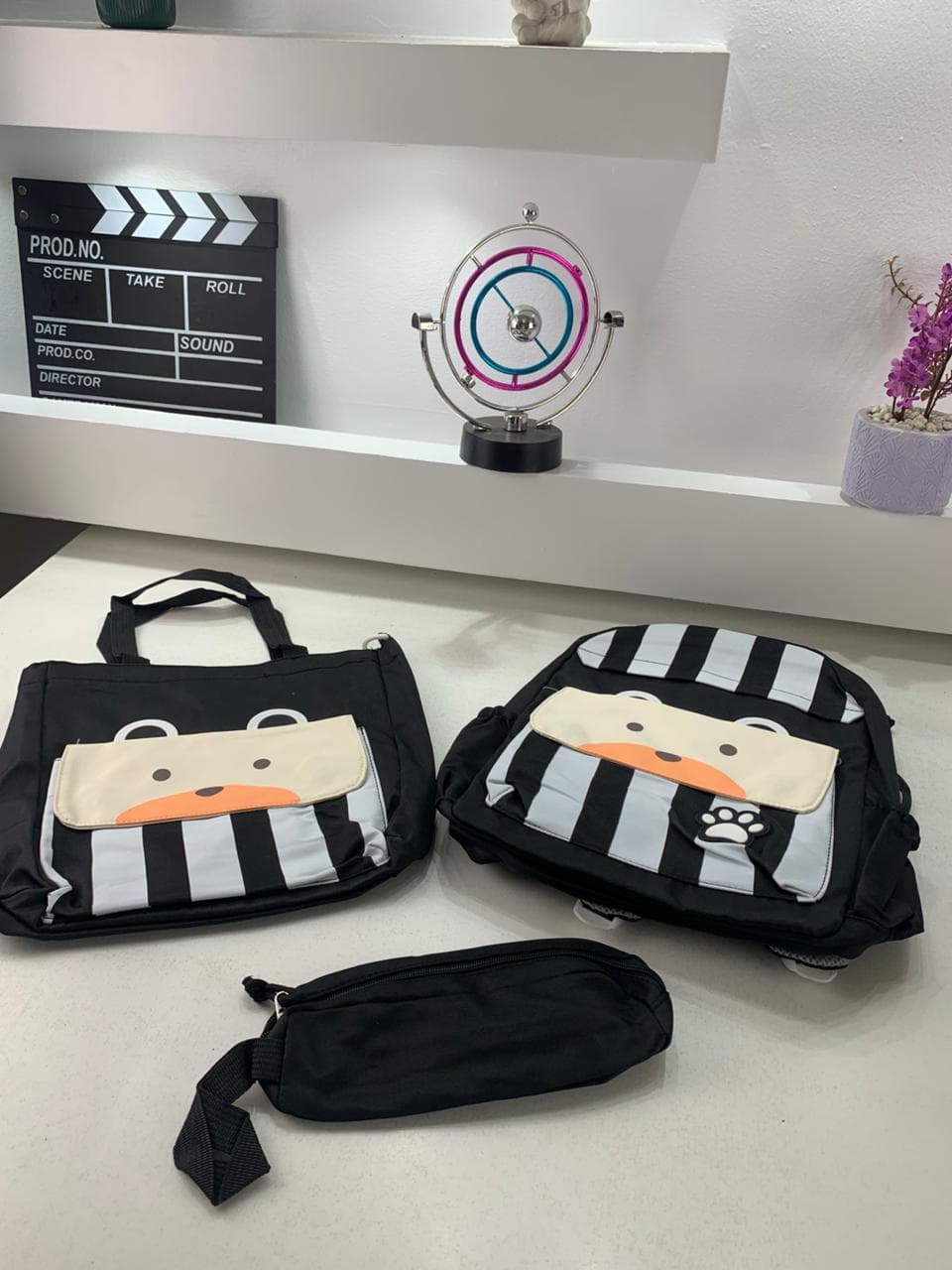 Ensemble de sacs d’école Kawai pour adolescents 3Pcs Ours Noir – محفظة 3 قطع كاواي أسود - Sac à dos et Mode - صورة حقيقية 5