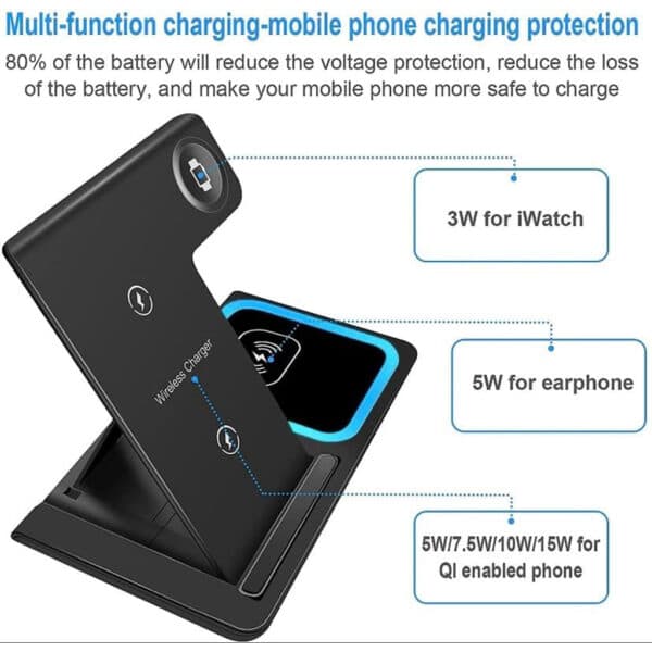 Station de charge sans fil 3 en 1 pour smartphones et appareils électroniques – شاحن لاسلكي للهاتف و الأجهزة الإلكترونية - Électronique - صورة 4