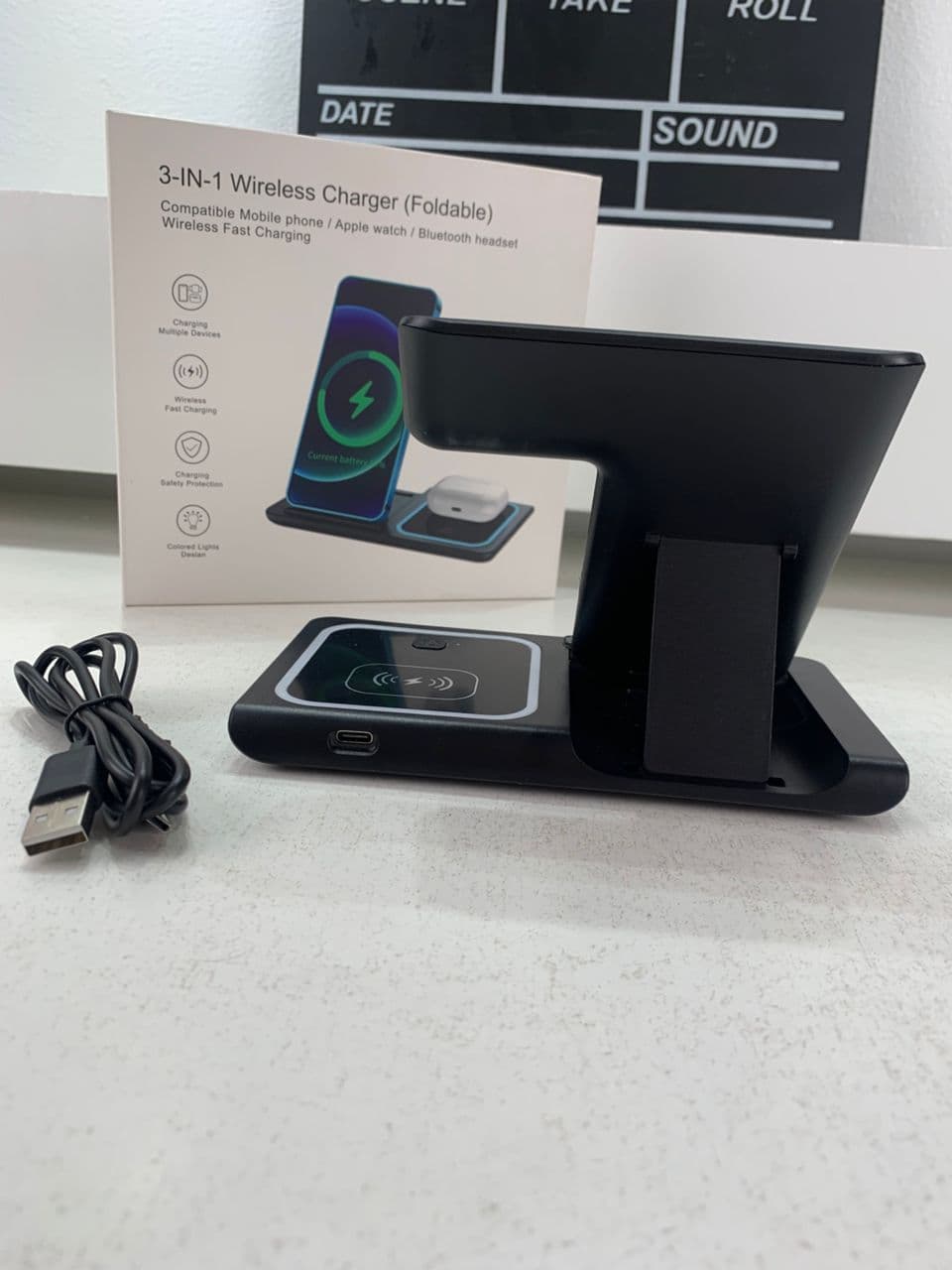 Station de charge sans fil 3 en 1 pour smartphones et appareils électroniques – شاحن لاسلكي للهاتف و الأجهزة الإلكترونية - Électronique - صورة حقيقية 7