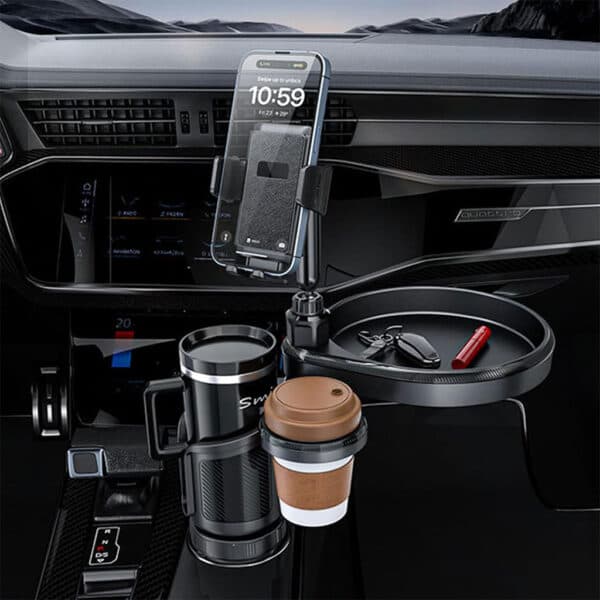 Plateau extensible 4 en 1 avec support de téléphone pour voiture – حامل أغراض ومشروبات في السيارة - Accessoires Auto/Moto - صورة 3