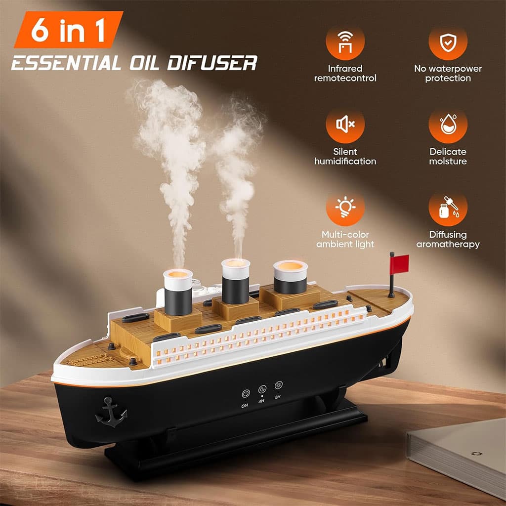 Bateau Jellyfish Diffuseur d’huiles essentielles 250ml avec télécommande – معطر جو على شكل باخرة - Décoration - صورة 1