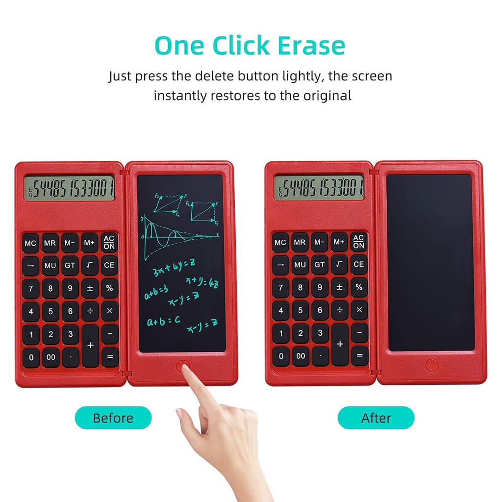 Calculatrice pliable et numérique avec tablette d’écriture LCD 6 pouces – آلة حاسبة ولوحة كتابة 2في1 - Électronique - صورة 4