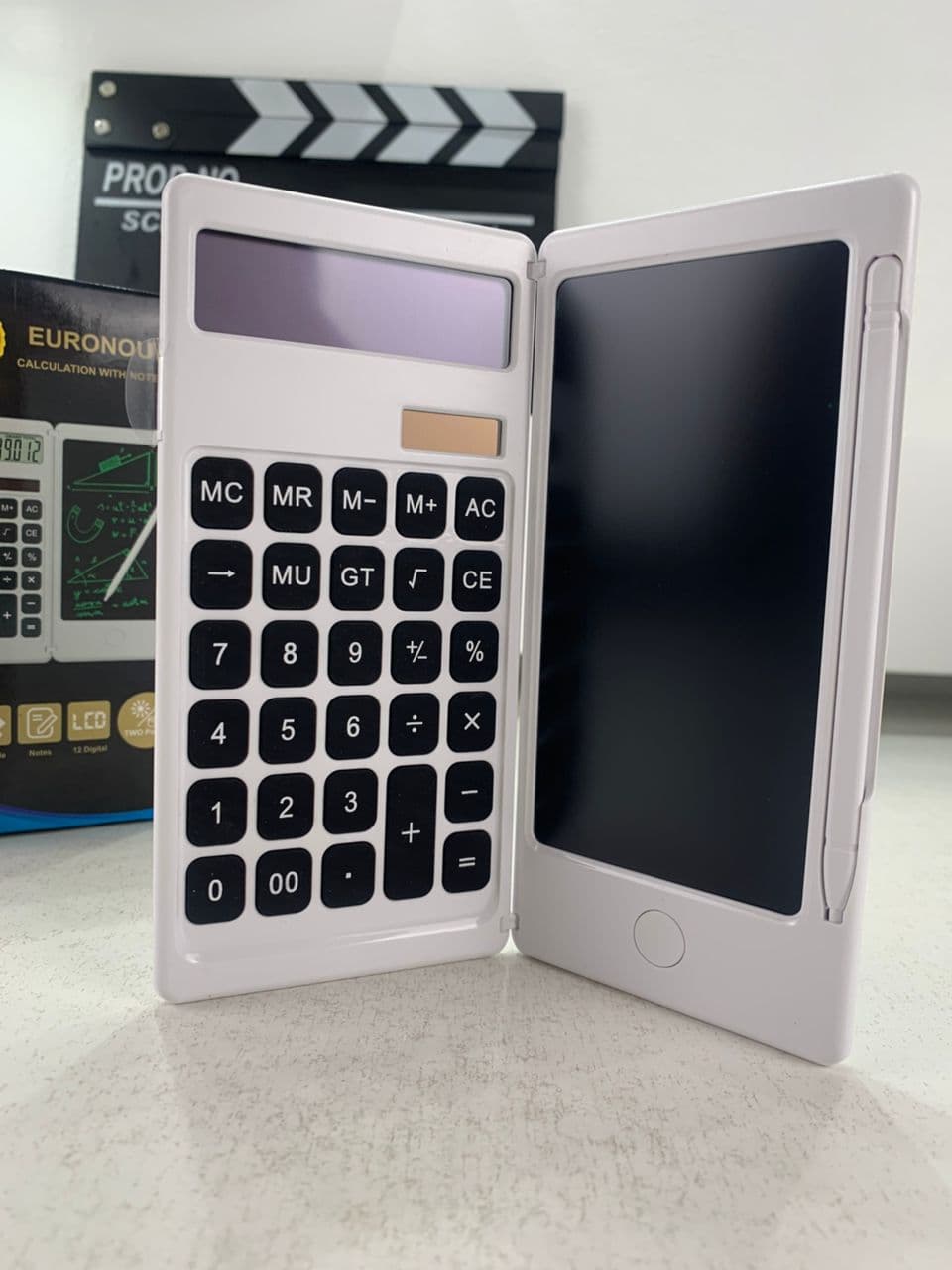 Calculatrice pliable et numérique avec tablette d’écriture LCD 6 pouces – آلة حاسبة ولوحة كتابة 2في1 - Électronique - صورة حقيقية 9