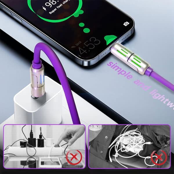 Câble de charge multifonction 4 en 1 USB C, A et Lightning 240W – كابل شحن متعدد الرؤوس - Accessoires - صورة 2