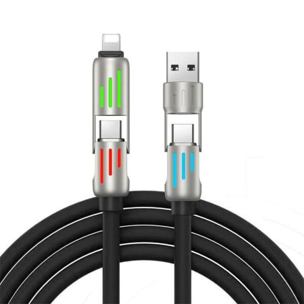 Câble de charge multifonction 4 en 1 USB C, A et Lightning 240W – كابل شحن متعدد الرؤوس - Accessoires - صورة 4