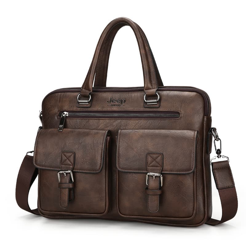 Cartable Homme en Simili Cuir Design Élégant Jeep Marron Foncé – حقيبة جلدية لون بني داكن - Sac à dos et Mode - صورة 1