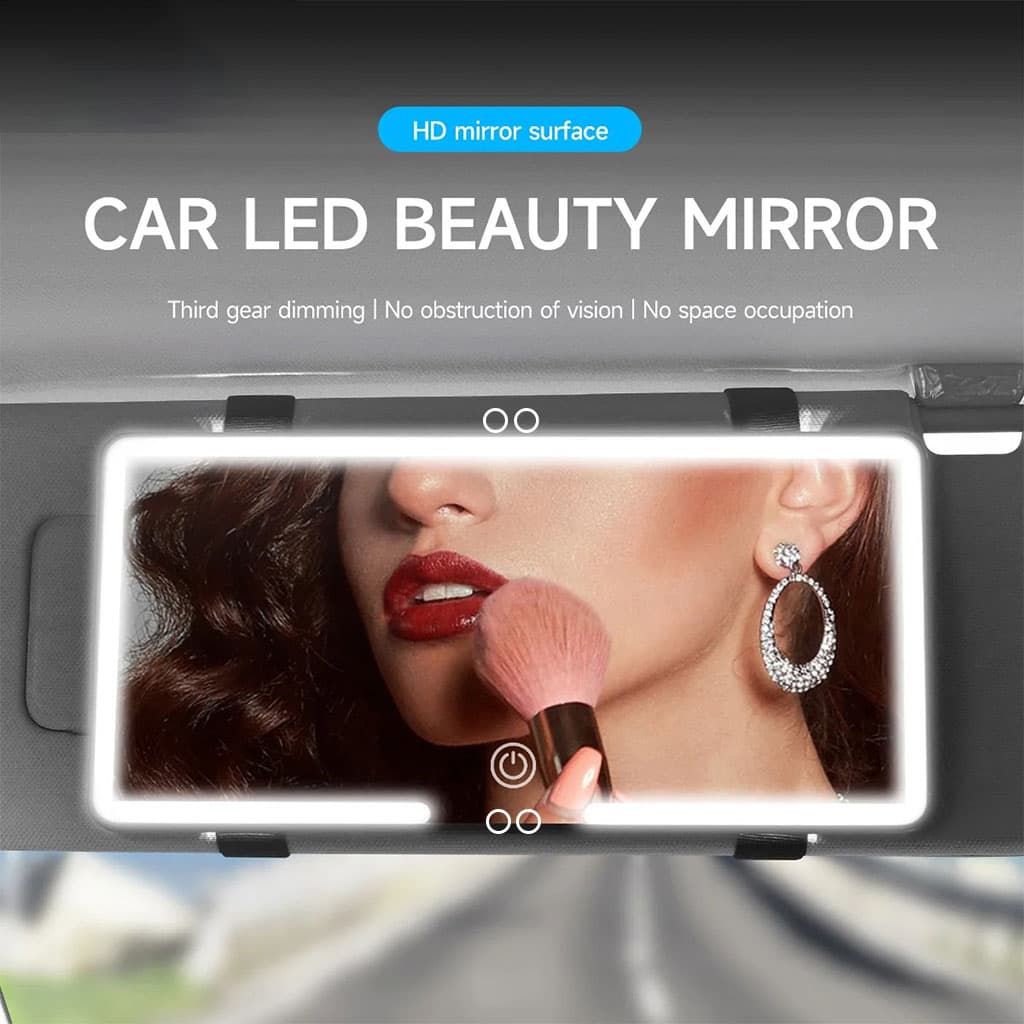Miroir de courtoisie rechargeable double buttons avec 3 modes d’éclairage – مرآة مكياج مضيئة للسيارات - Soins et Beauté - صورة 3