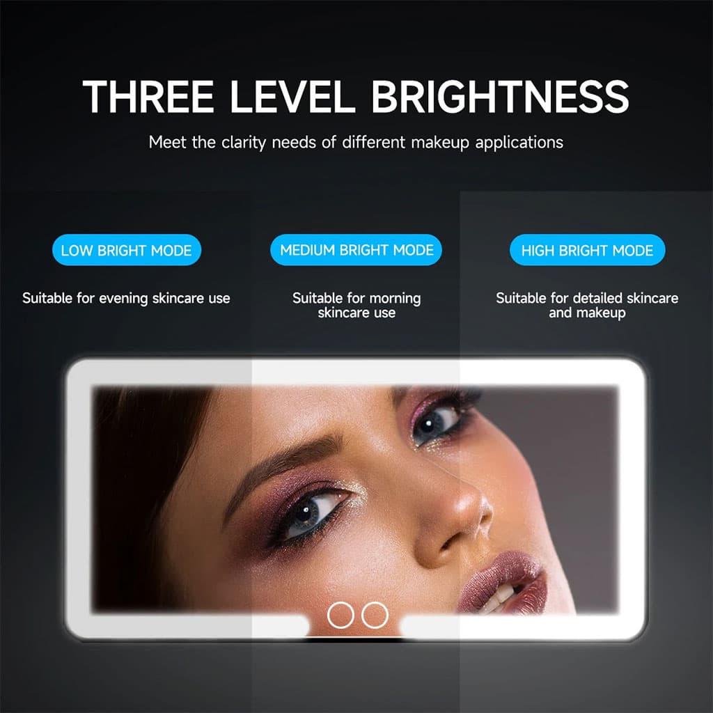Miroir de courtoisie rechargeable double buttons avec 3 modes d’éclairage – مرآة مكياج مضيئة للسيارات - Soins et Beauté - صورة 4