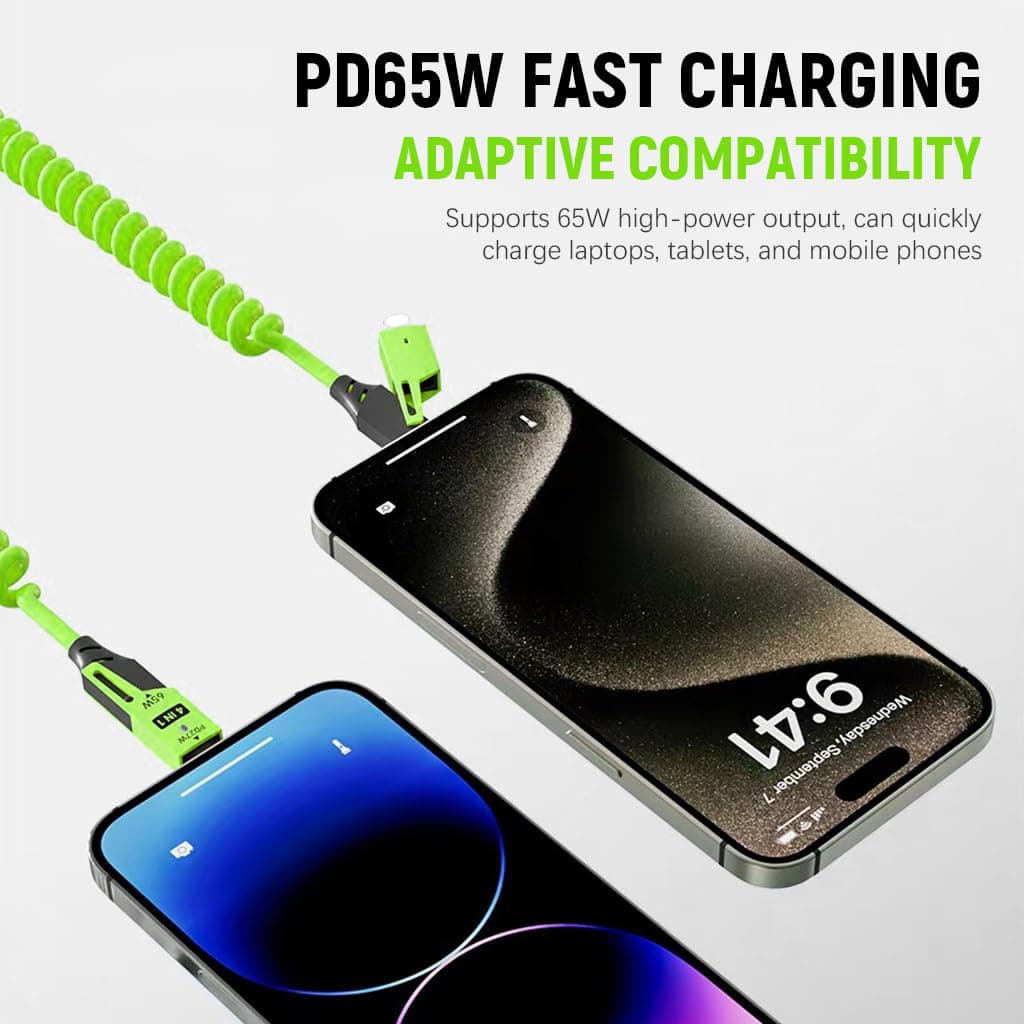 Câble USB 4en1 à Ressort Fast Charge 65 W – كابل شحن سريع - Électronique - صورة 3