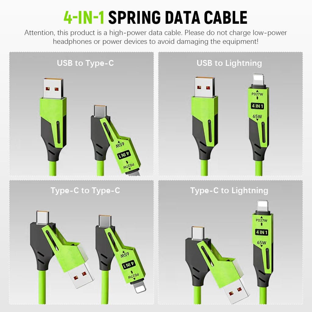 Câble USB 4en1 à Ressort Fast Charge 65 W – كابل شحن سريع - Électronique - صورة 4