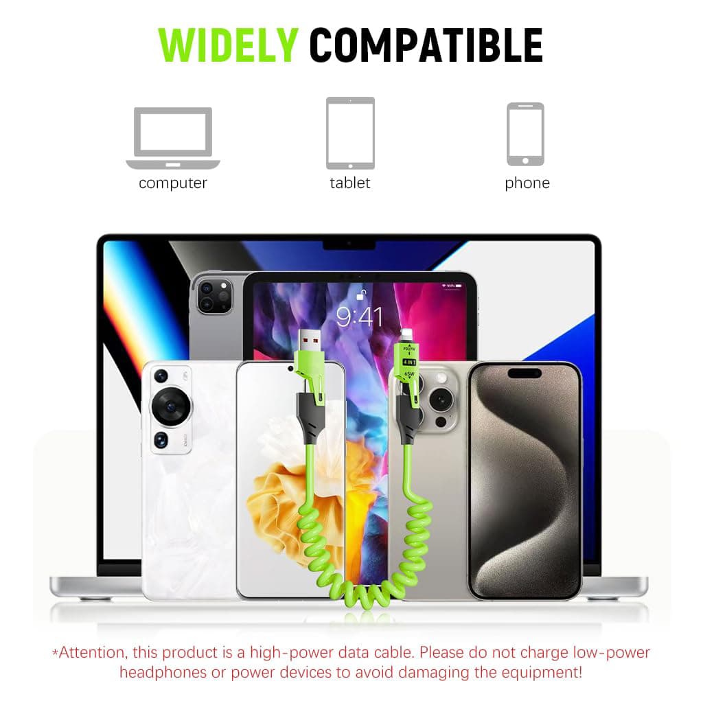 Câble USB 4en1 à Ressort Fast Charge 65 W – كابل شحن سريع - Électronique - صورة 6