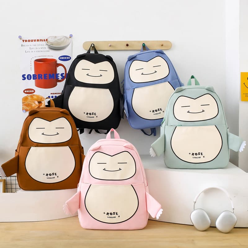 Ensemble de Sacs Snorlax 3Pcs Design Kawaii Marron – حقيبة مدرسية 3 قطع لون بني - Sac à dos et Mode - صورة 6