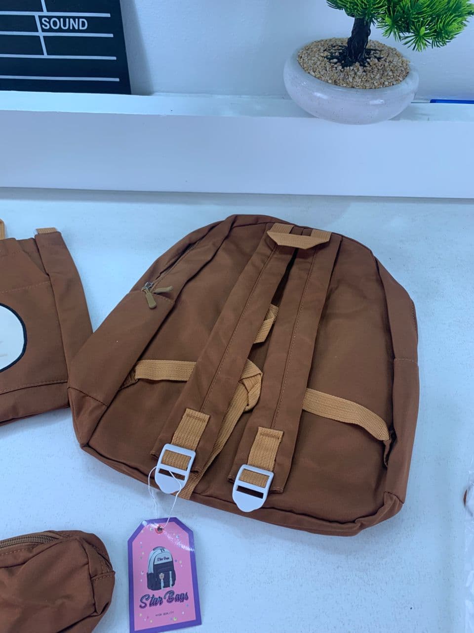 Ensemble de Sacs Snorlax 3Pcs Design Kawaii Marron – حقيبة مدرسية 3 قطع لون بني - Sac à dos et Mode - صورة حقيقية 9
