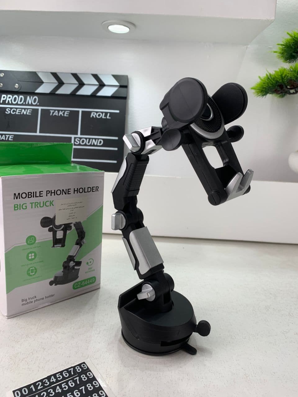 Support Téléphone Voiture 360° Ventouse & Bras Réglable – حامل هاتف في السيارة - Accessoires Auto/Moto - صورة حقيقية 9