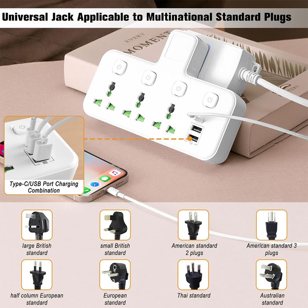 Multiprise Murale LED avec 2 ports USB-A et 1 port USB-C (charge rapide) – مقبس طاقة مقبس طاقة مع منافذ شحن - Outillage et Bricolage - صورة 3