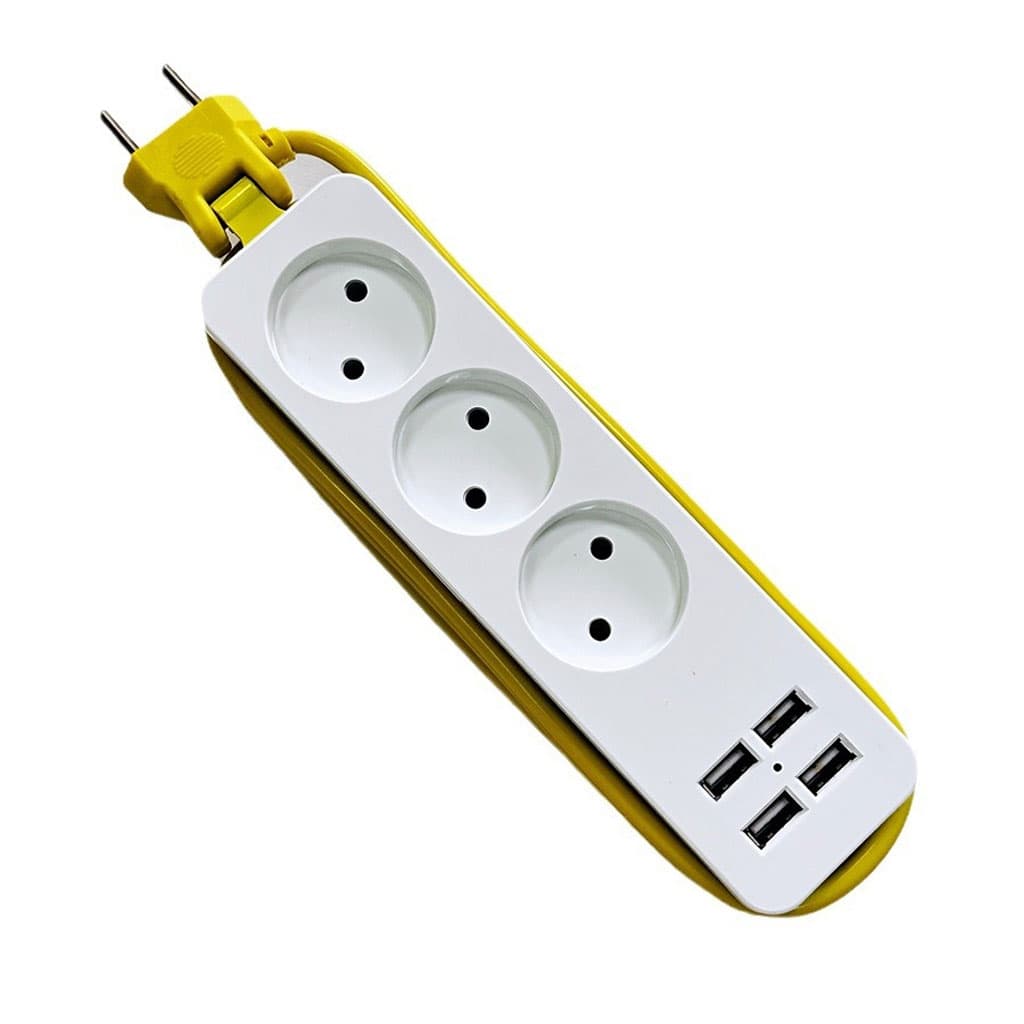 AVEL Multiprise 3 Sockets avec 4 ports USB Cordon 1,8 m Enroulable – مقبس طاقة مع منافذ شحن - Outillage et Bricolage - صورة 7