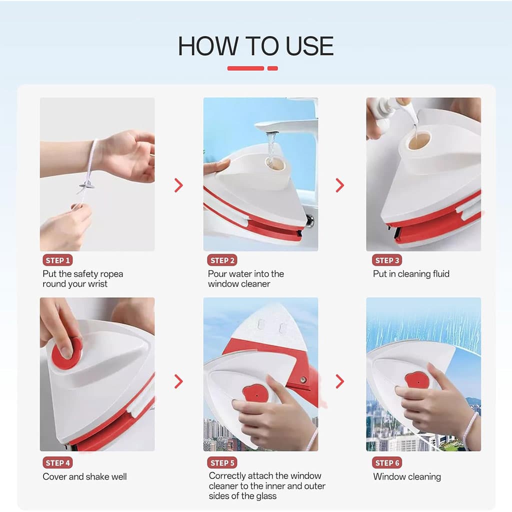 Nettoyeur Magnétique avec Injection de Liquide 3-8 mm – أداة مغناطيسية لتنظيف الزجاج الخارجي - Maison - صورة 4