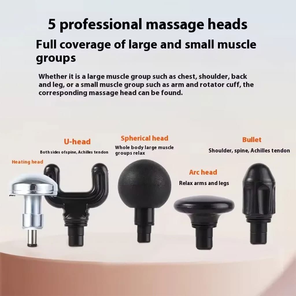 Appareil de Massage Rechargeable Portatif avec 5 Têtes Interchangeables – جهاز تدليك محمول قابل للتثبيت - Soins et Beauté - صورة 5