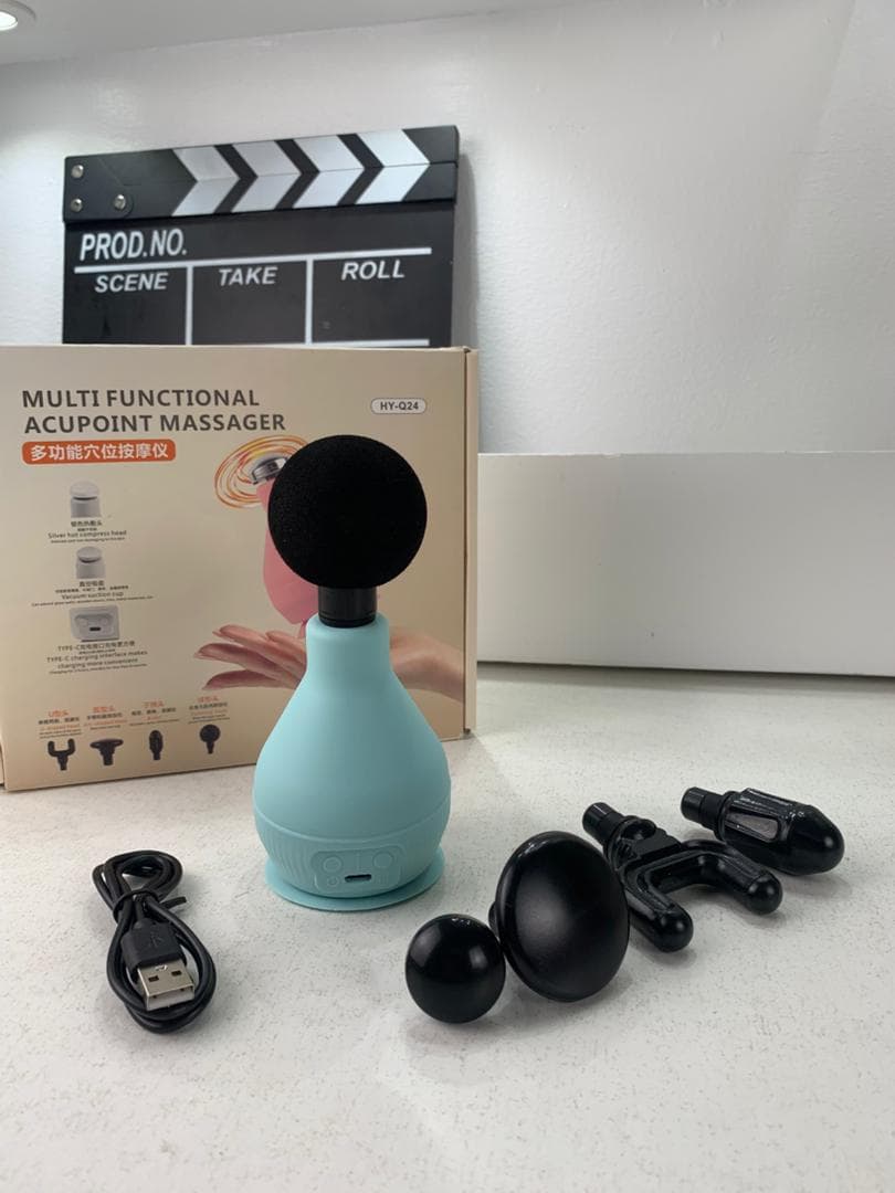 Appareil de Massage Rechargeable Portatif avec 5 Têtes Interchangeables – جهاز تدليك محمول قابل للتثبيت - Soins et Beauté - صورة حقيقية 7