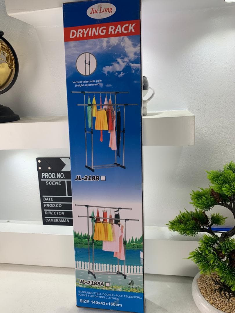 Double Penderie à vêtements portable à roulettes en Acier Inoxydable – علاقة ملابس متنقلة - Maison - صورة حقيقية 6