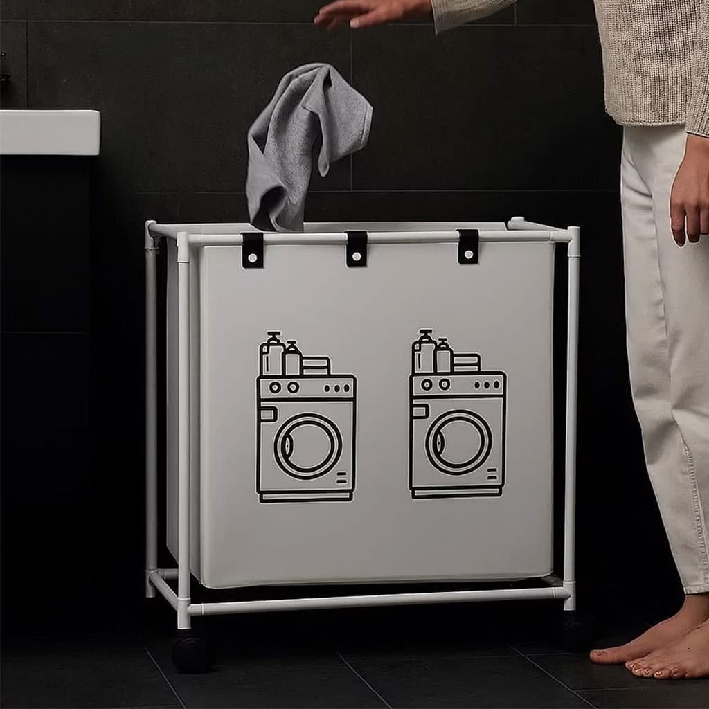 Panier à linge sur roulettes pour vêtements sales en salle de bain – سلة تجميع الملابس الغسيل - Maison - صورة 2